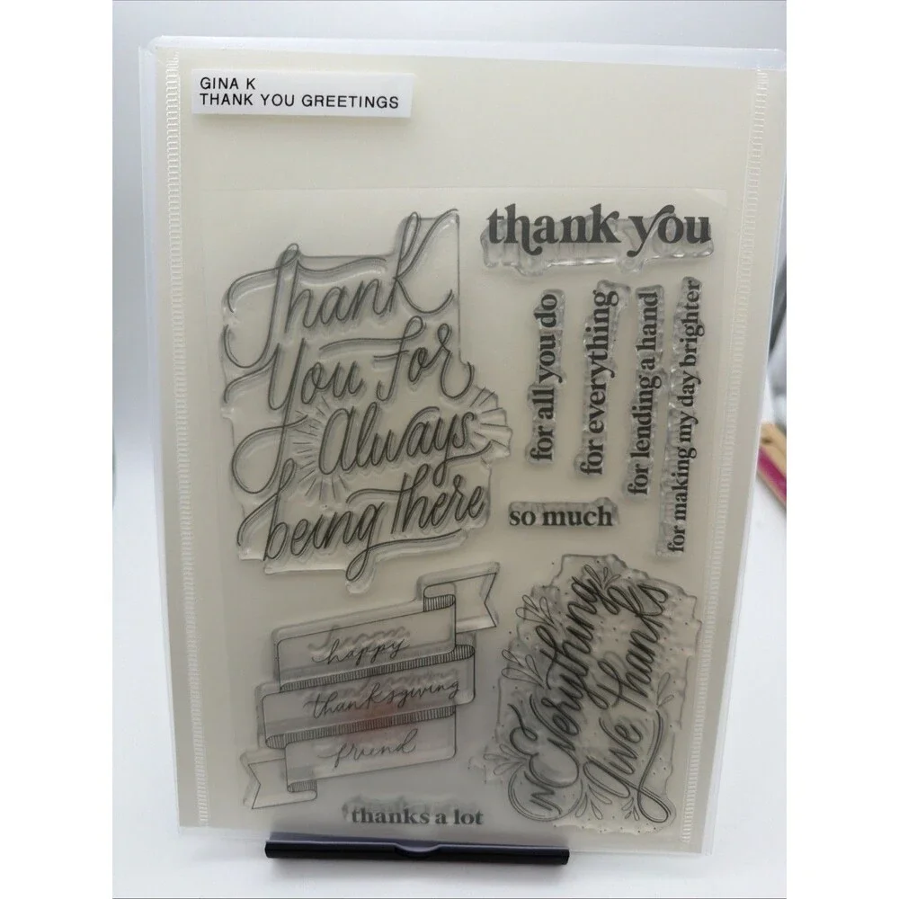 Gina K. Designs THANK YOU GREETINGS Clear Stamp Set